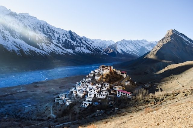 A high-altitude cold desert famous for ancient monasteries and rugged road trips