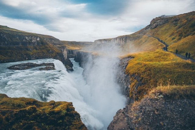 Geysir erupting on the Golden Circle route in Iceland