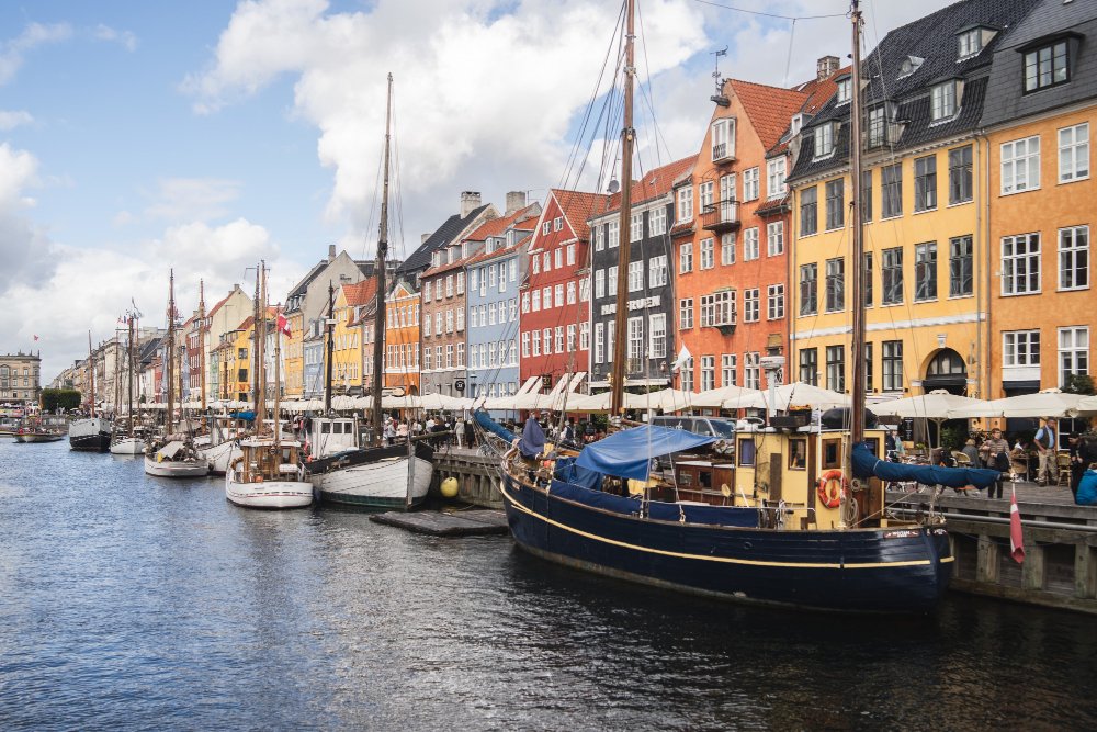 Historic colorful buildings in Gamla Stan old town Stockholm Sweden